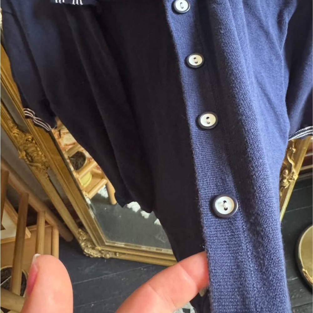 Belle Pointe Sport Navy Blue Short Sleeve Collared Button‎ Up Shirt Top Size L - Picture 3 of 4